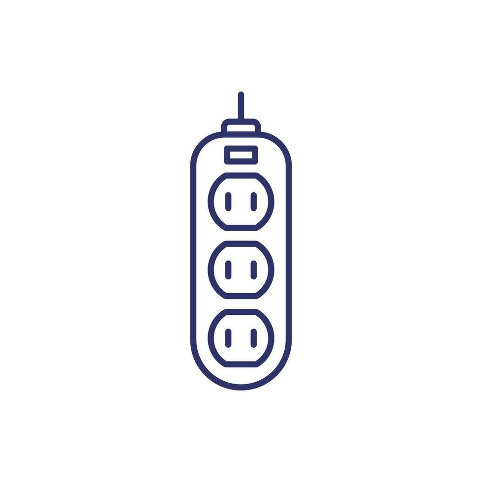 power strip line icon, type A socket vector