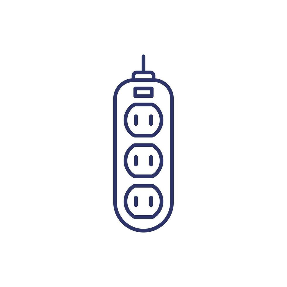 power strip line icon, type A socket vector