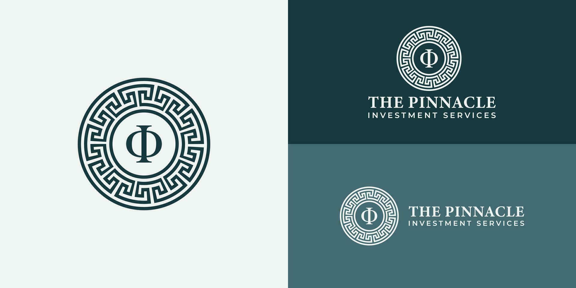 Phi Greek logo applied for business and finance industry logo presented with multiple background colors. The logo is also suitable for business and consulting company logo design inspiration template vector