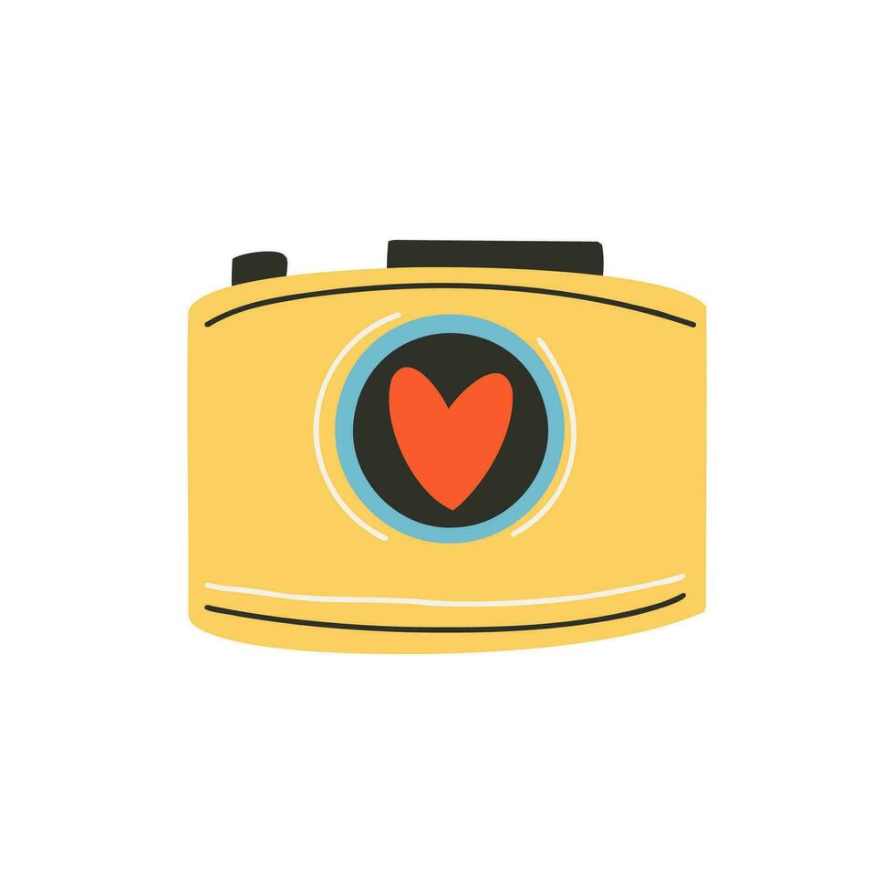A camera with a heart. Symbol of love, romance. Design for Valentine's Day. vector