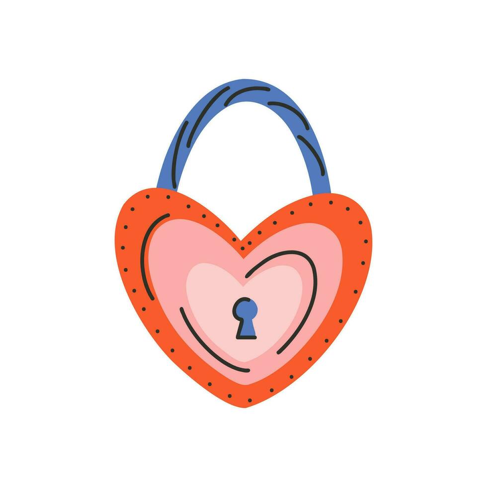 corazón conformado cerrar con llave. símbolo de amar, romance. diseño para San Valentín día. vector