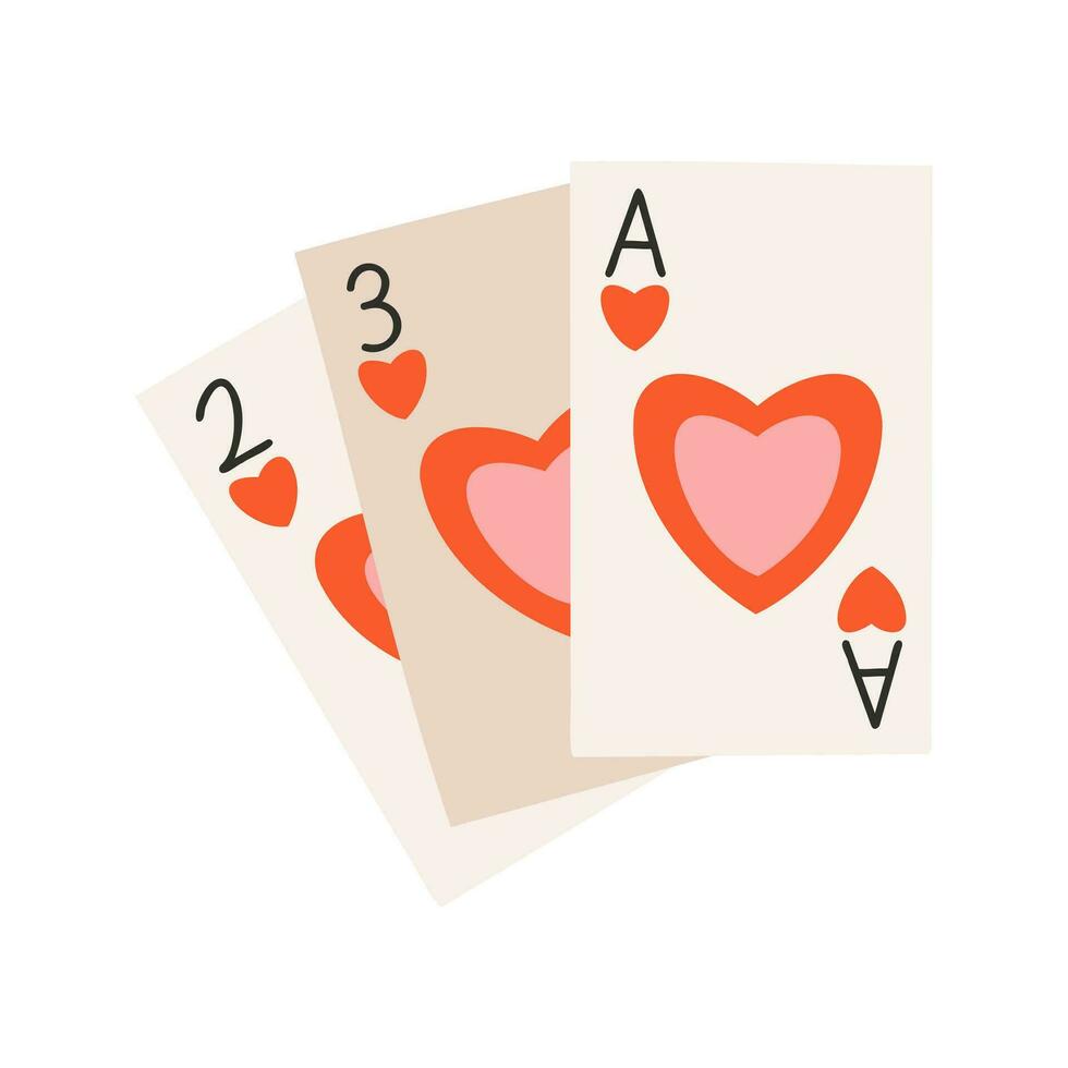 Set of heart cards, ace. Symbol of love, romance. Design for Valentine's Day. vector