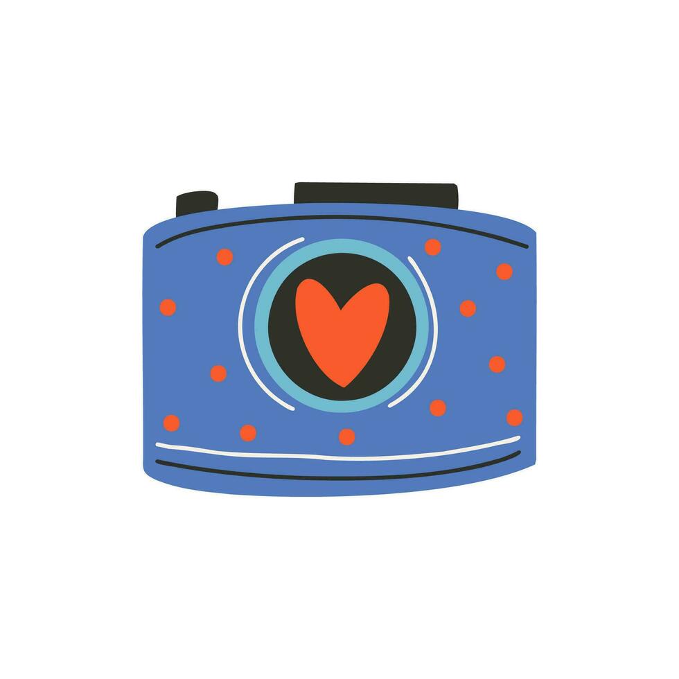 A camera with a heart. Symbol of love, romance. Design for Valentine's Day. vector