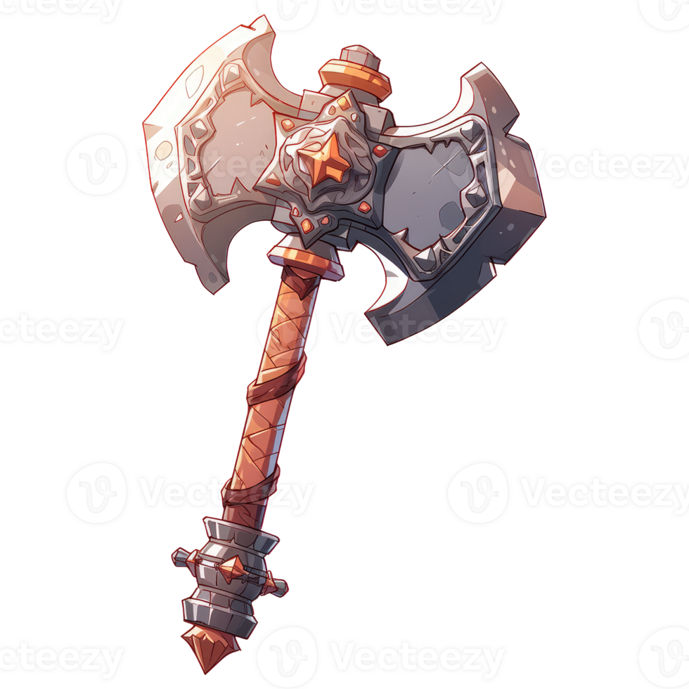 AI generated 2D Axe Weapon Game Asset Design png
