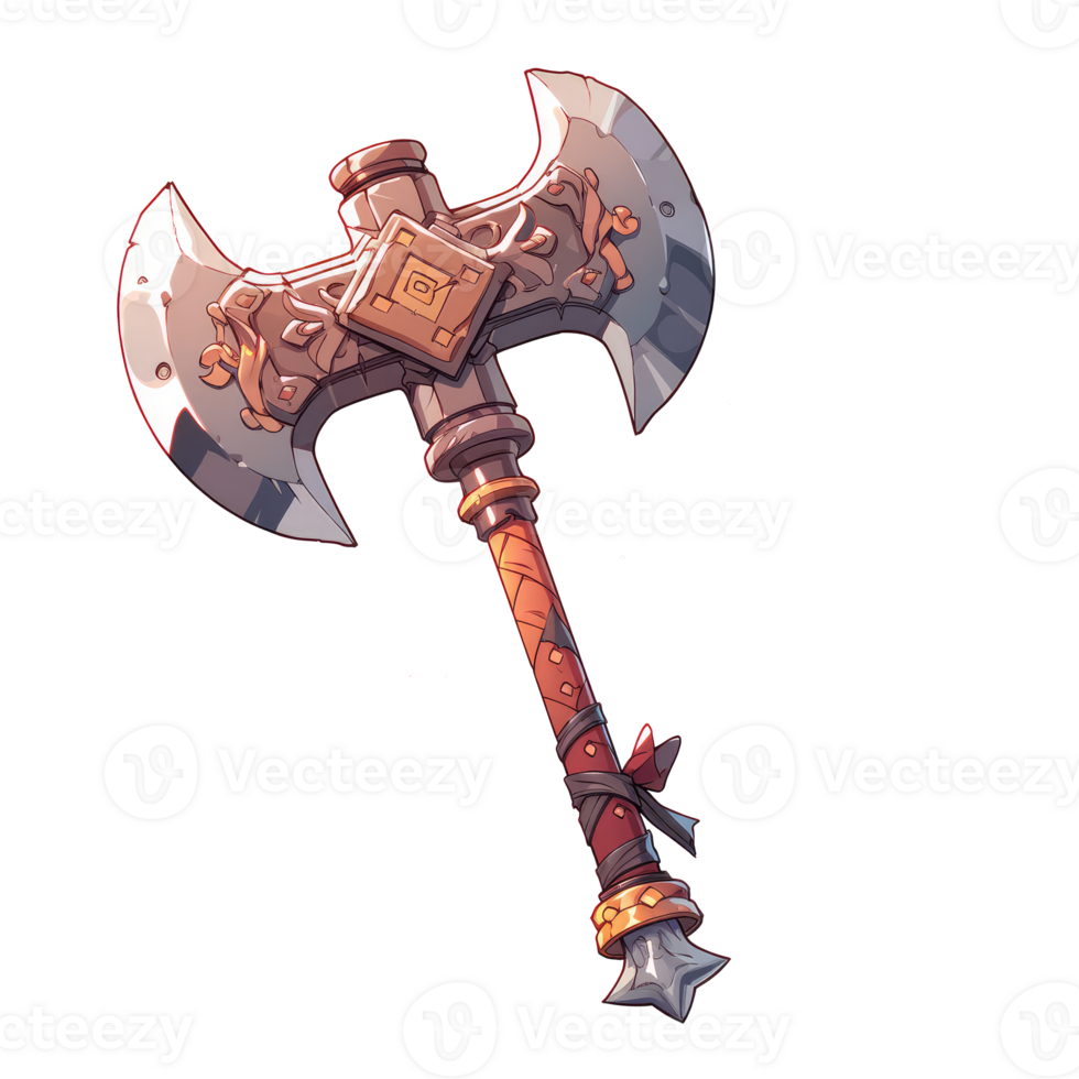 AI generated 2D Axe Weapon Game Asset Design png