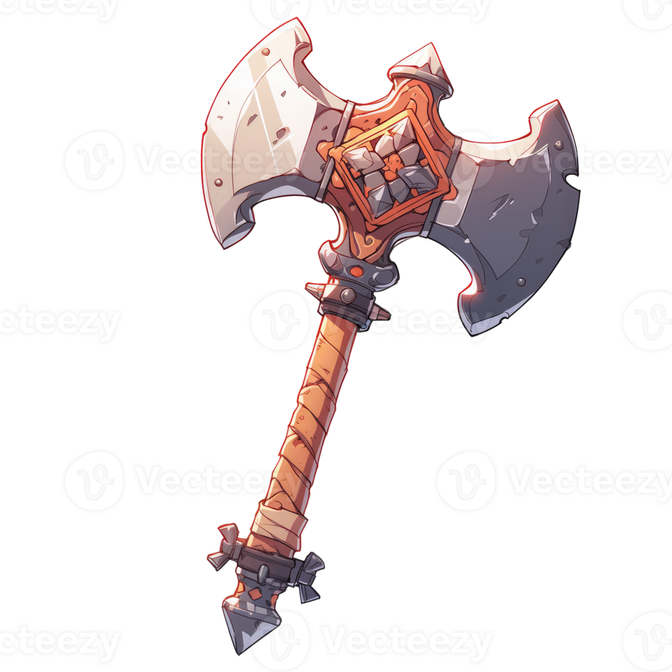 AI generated 2D Axe Weapon Game Asset Design png