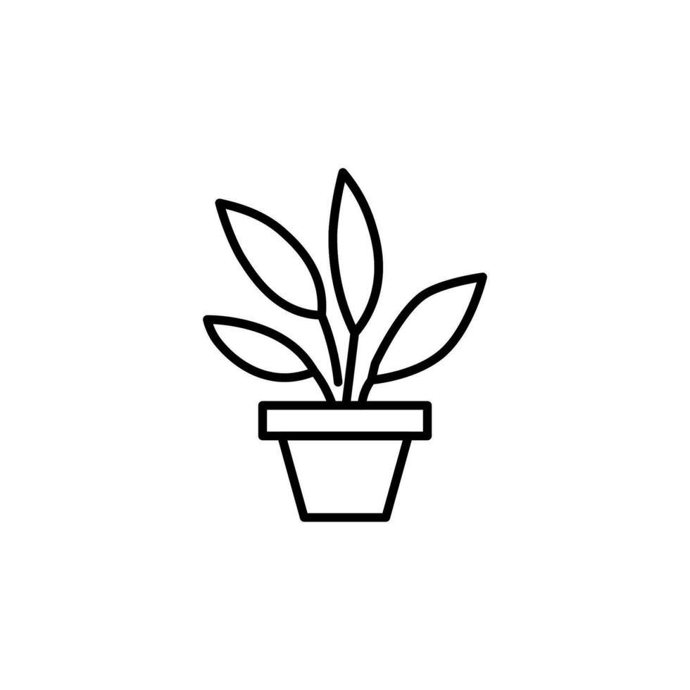 Plant in Pot Vector Outline Icon For Design, Infographics, Apps