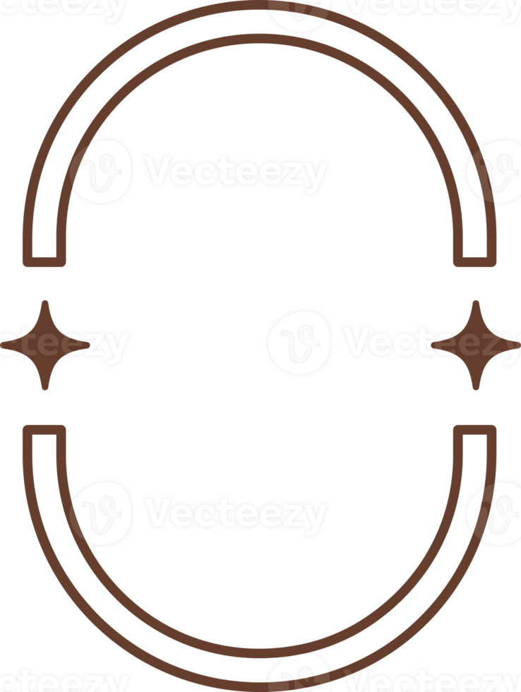 estético oval quadro, Armação com estrelas. mínimo ano 2000 esboço gráfico Projeto com brilhos. abstrato arco fronteira. na moda boho geométrico modelo png