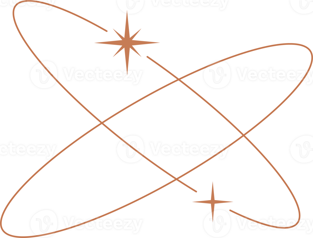 estético órbitas forma. esboço mínimo gráfico elemento com estrelas. abstrato boho ovais com brilhos. na moda geométrico modelo para poster e história. png