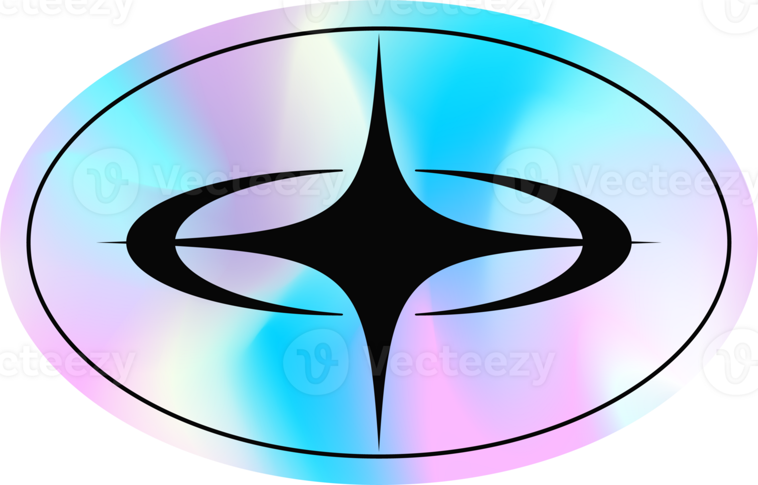 Y2k holographic sticker star png