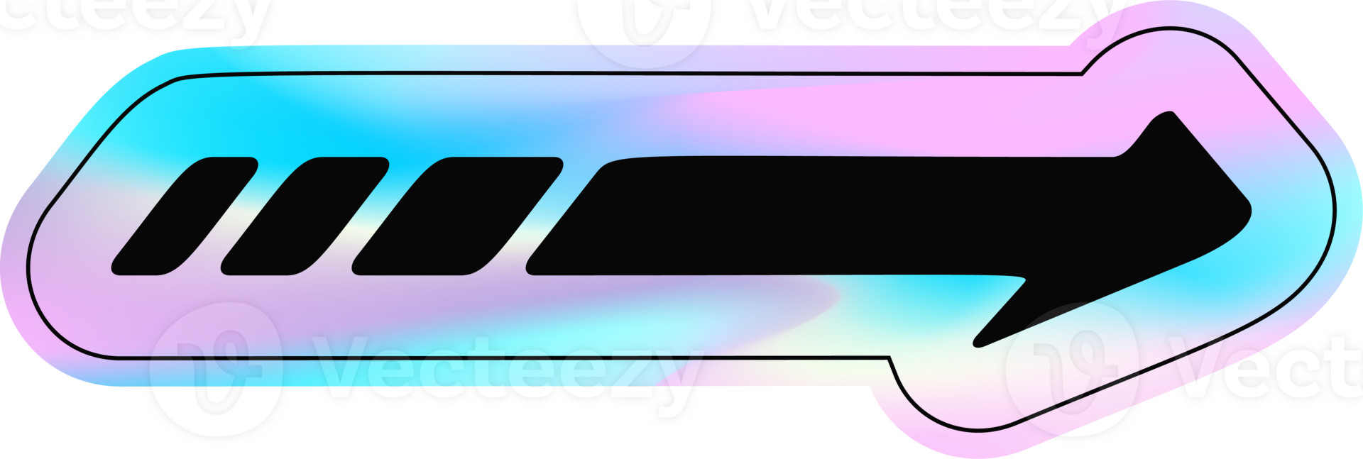 Y2k holographic arrow sticker png