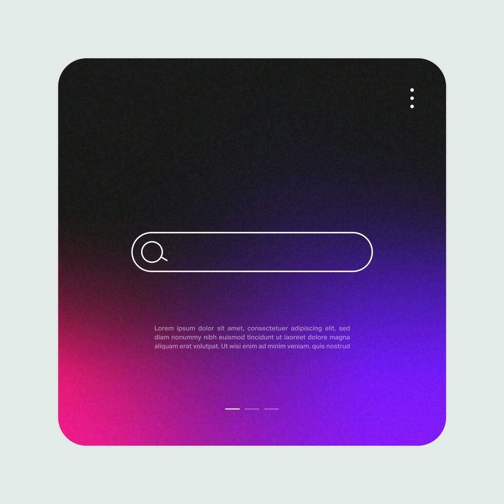 Search bar interface with gradient background. Pop up window vector illustration.