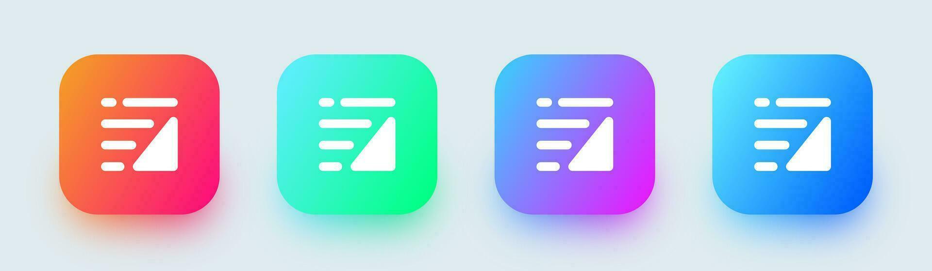 Sort solid icon in square gradient colors. Filter signs vector illustration.