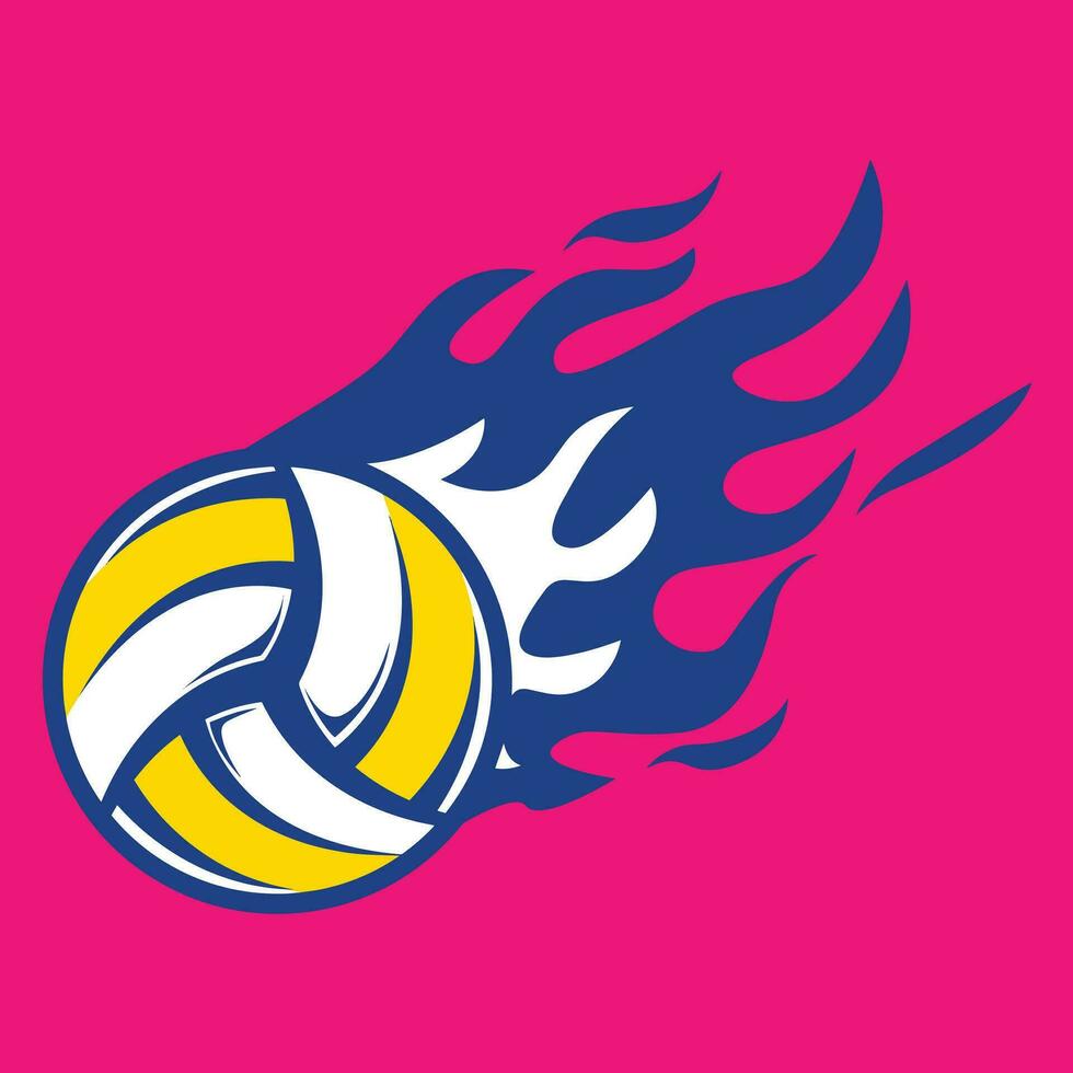 Volleyball Logo spin fire flame vector