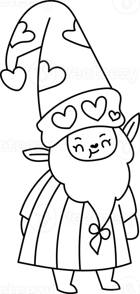 Valentine's Gnomes Cute hand drawn cartoon. cute leaves flowers png
