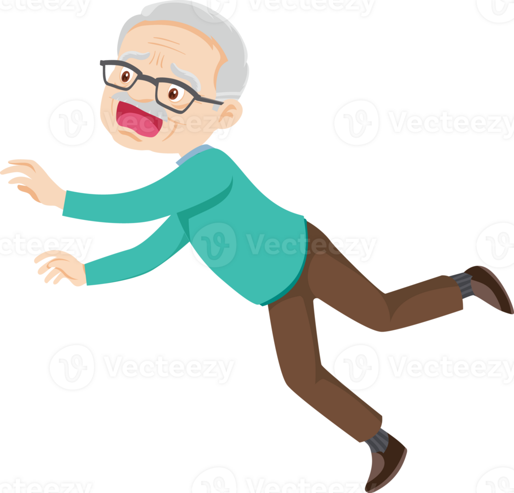 elderly man or grandfather in actions character png