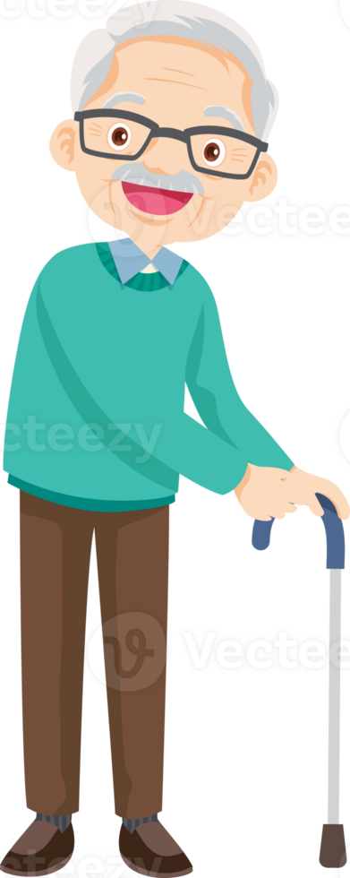 elderly man or grandfather in actions character png