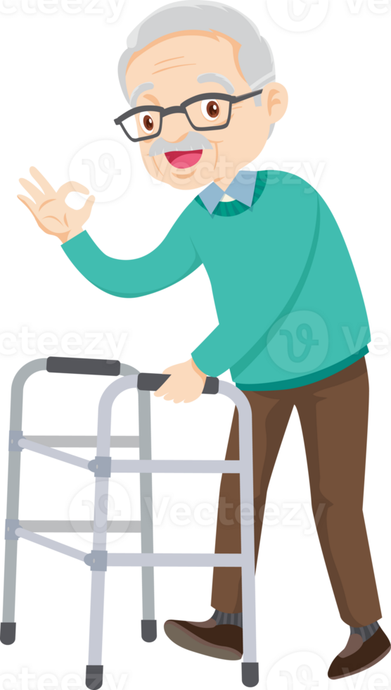 elderly man or grandfather in actions character png