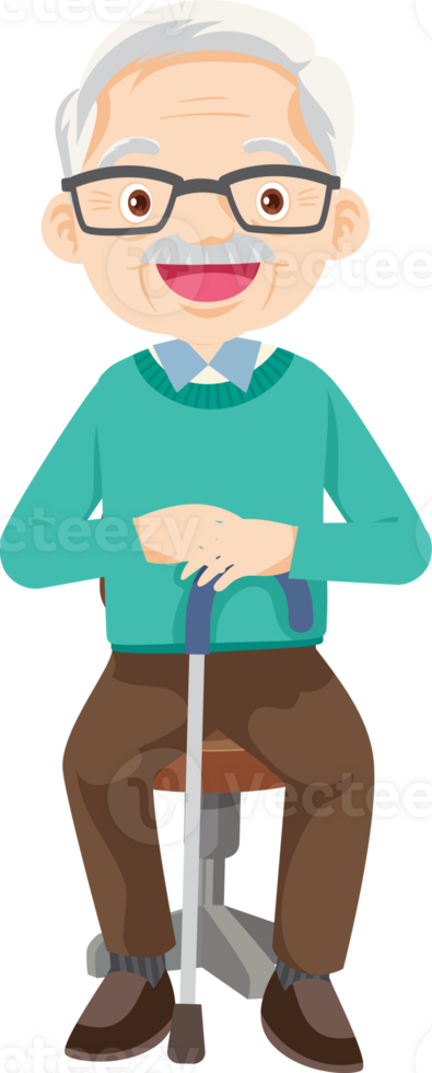 elderly man or grandfather in actions character png