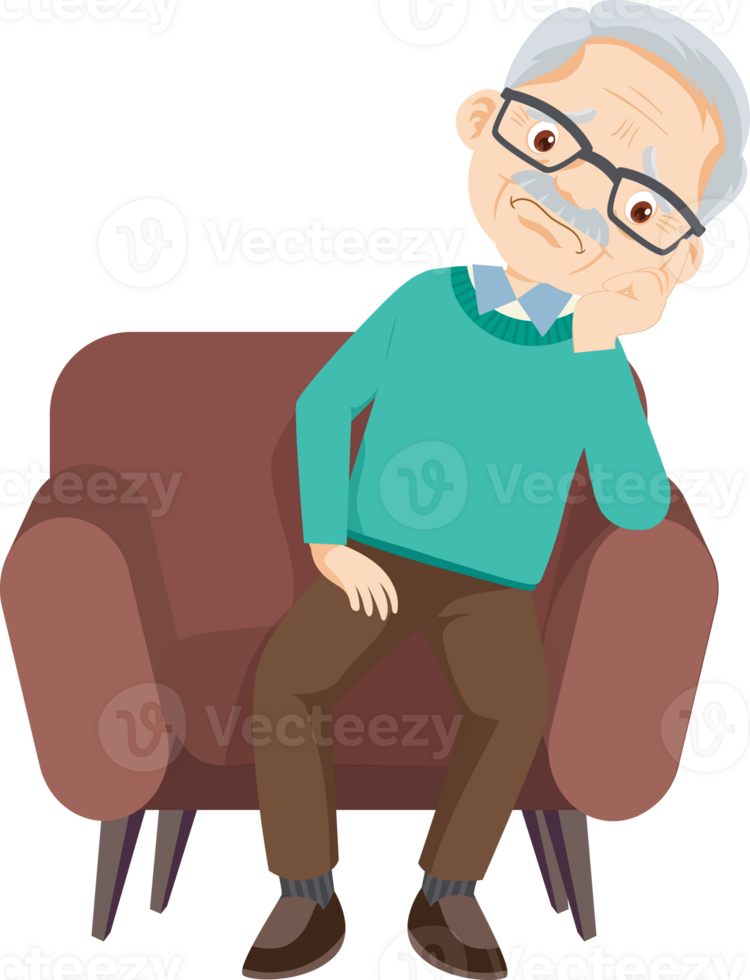 elderly man or grandfather in actions character png