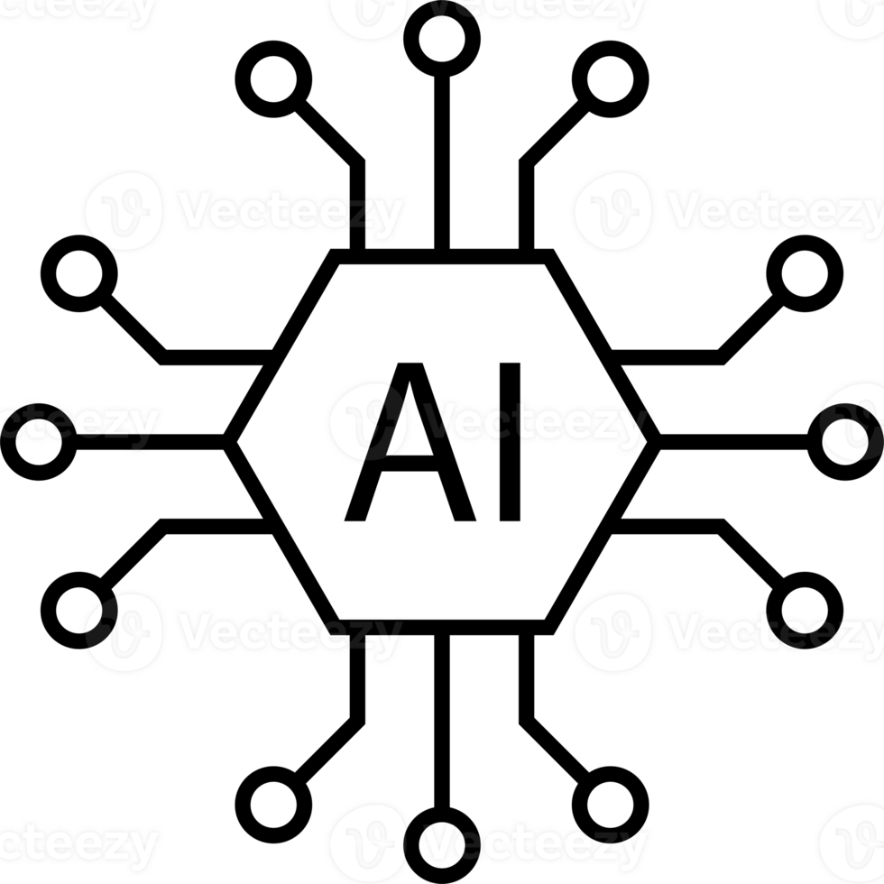 Artificial intelligence AI processor chip icon symbol for graphic design, logo, web site, social media, mobile app, ui illustration png