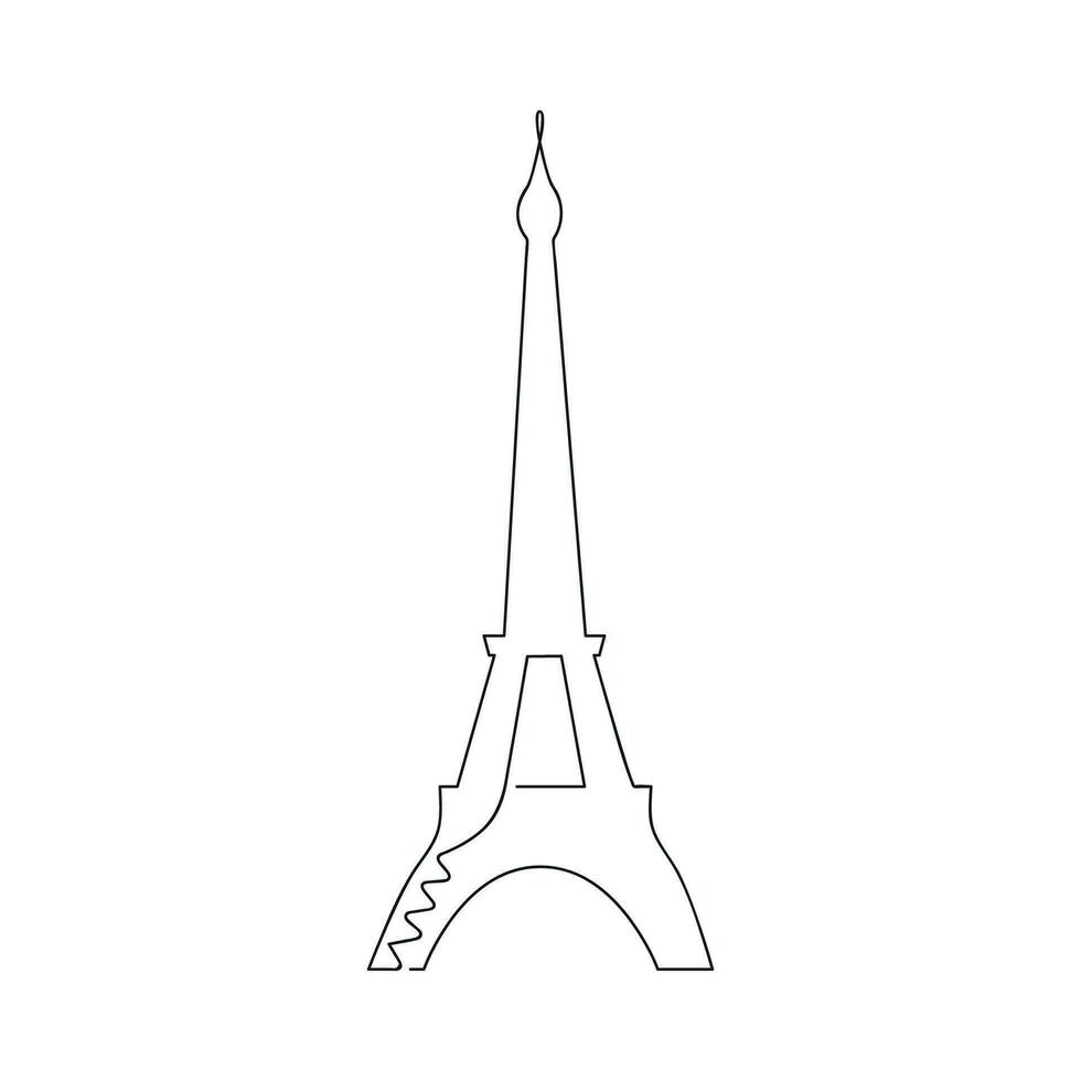 eiffel torre dibujado en uno continuo línea. uno línea dibujo, minimalismo vector ilustración.