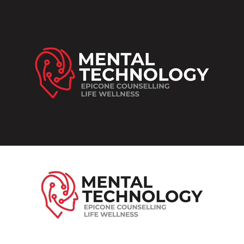 Design a logo for technology mind and the barrier around Mental Health vector