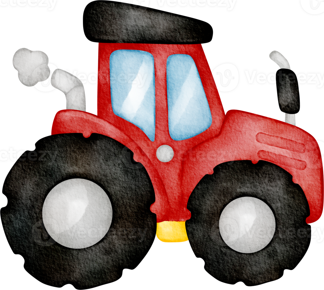 watercolor tractor cartoon png