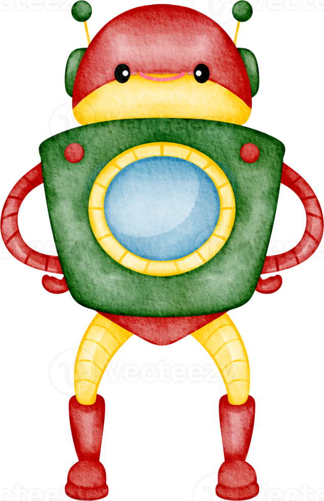 watercolor cute robot clip art png
