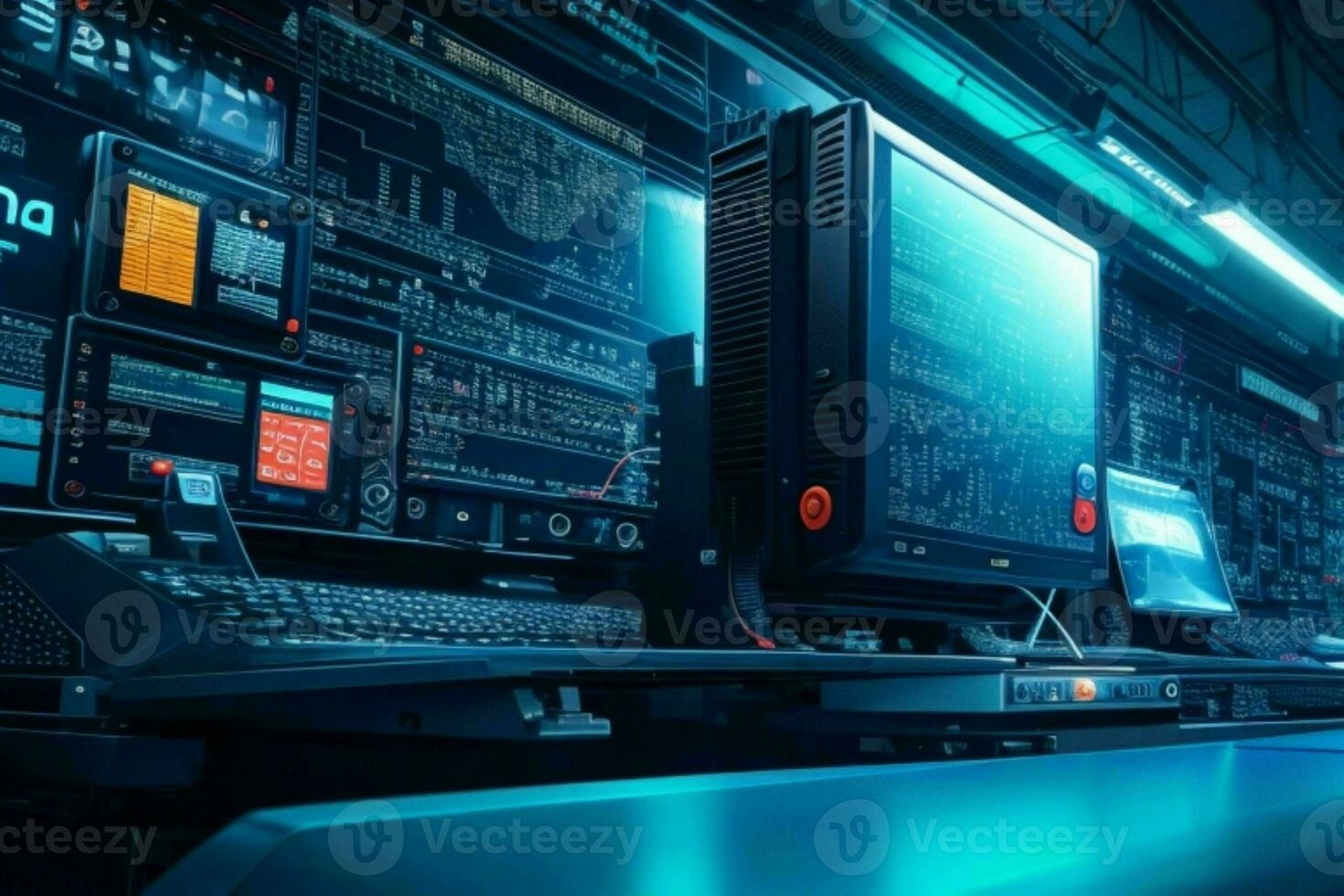 AI generated modern technology futuristic computer background. Pro Photo