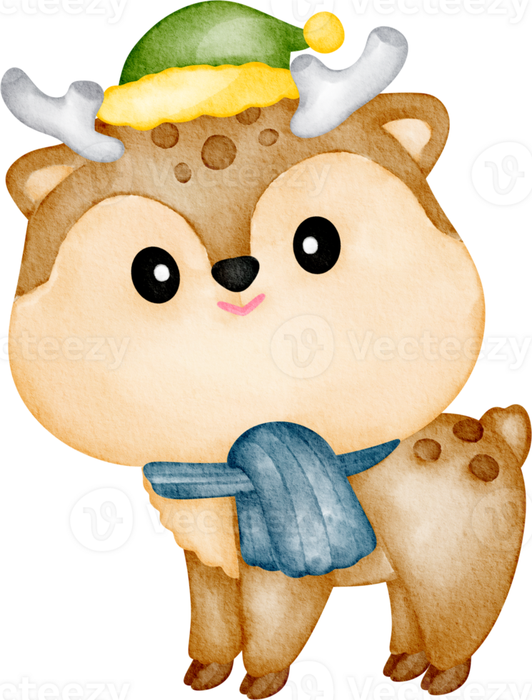 cute reindeer watercolor png