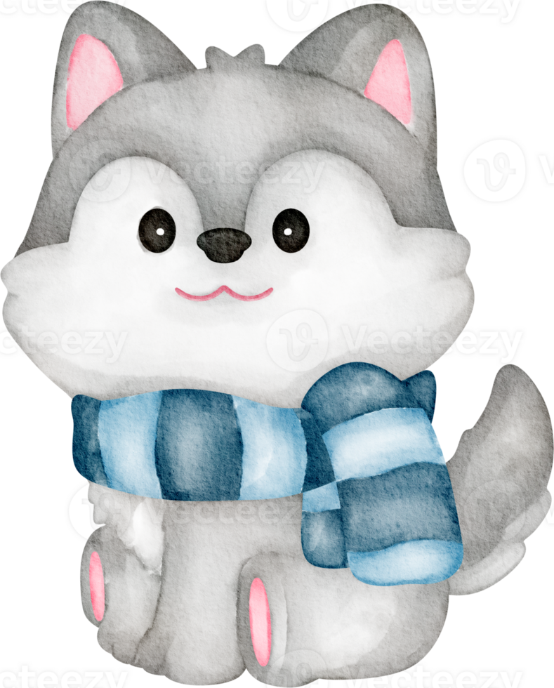 watercolor cute wolf 36906431 PNG