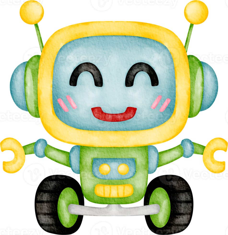 watercolor cute robot clip art png