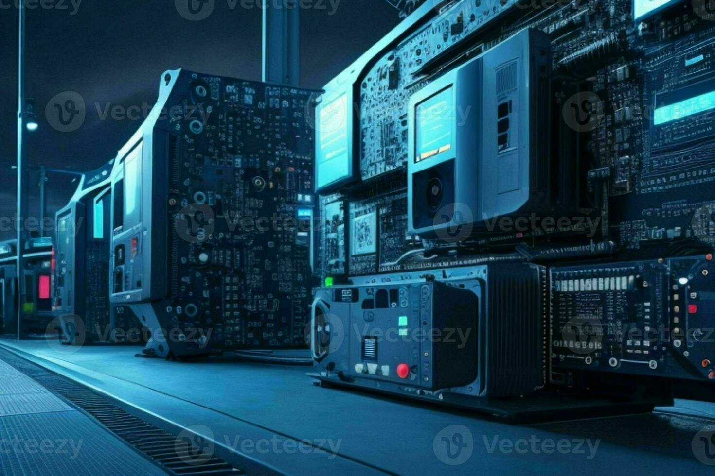 AI generated modern technology futuristic computer background. Pro Photo