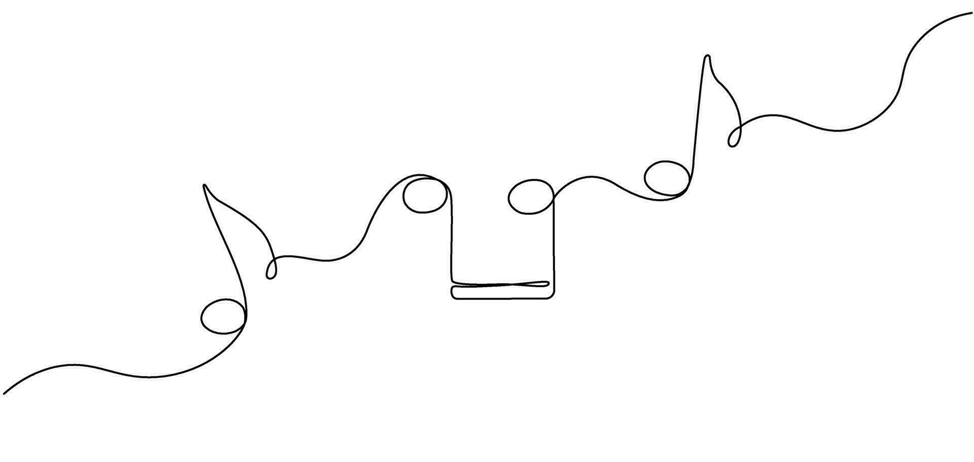 Concept of abstract lines of musical notes in simple linear style. Continuous line icon. Editable stroke. Vector illustration.