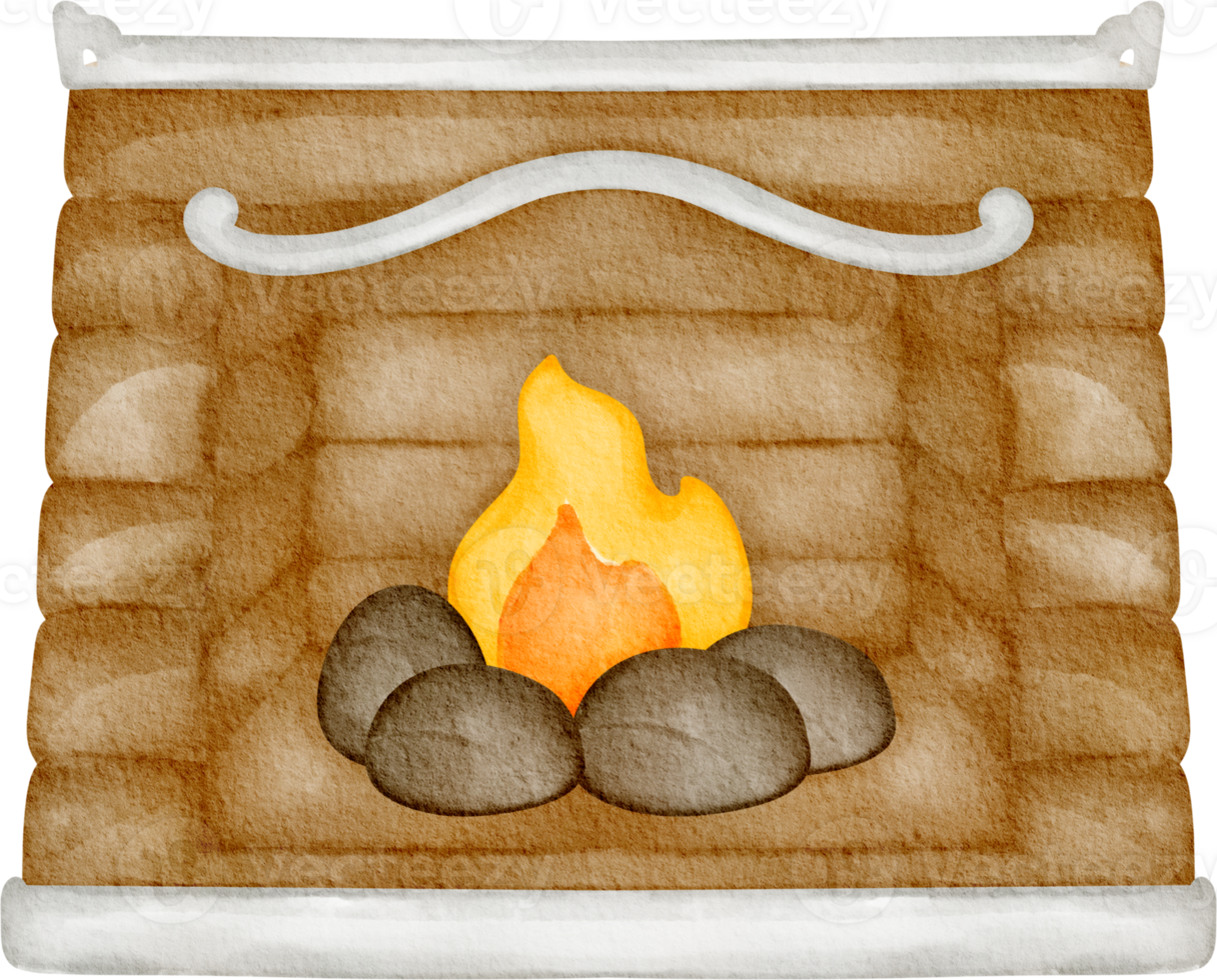 watercolor fireplace winter png