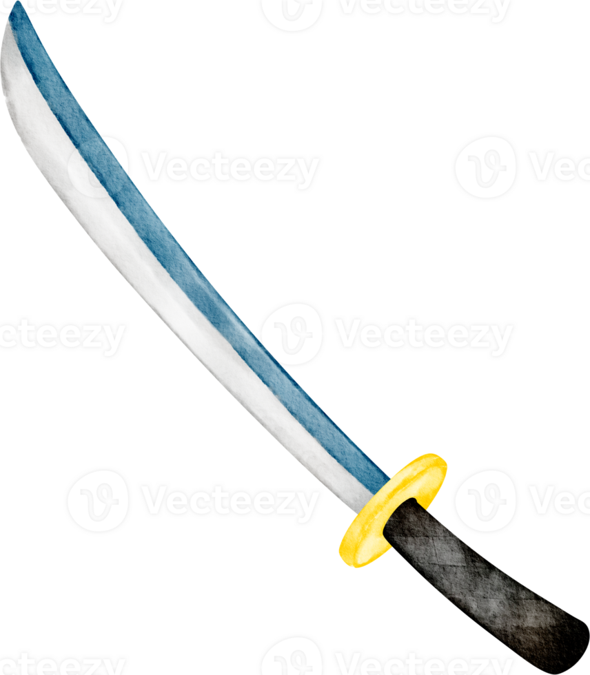 watercolor japanese samurai sword png