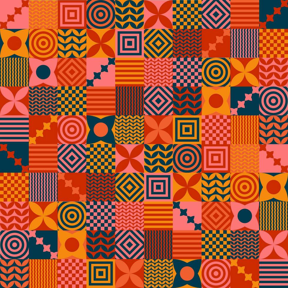 Quilt Abstract Geometric Colorful Pattern vector