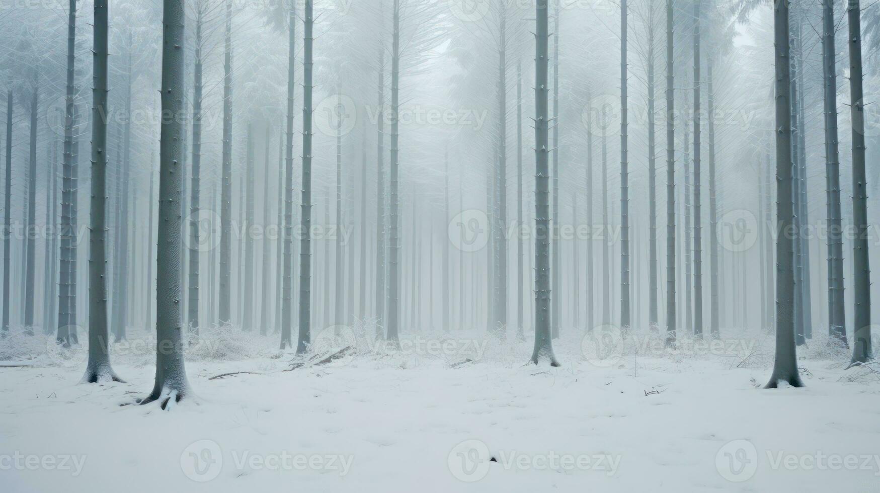 AI generated Snow-covered minimal forest landscape. Generative AI photo