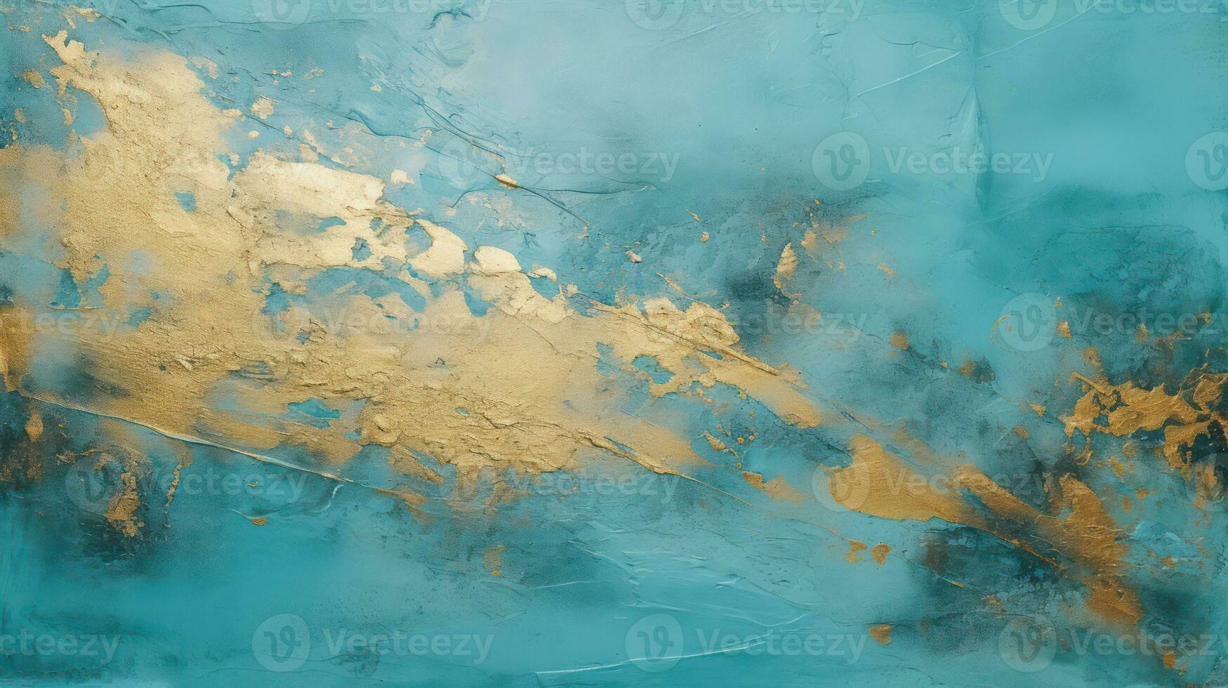 AI generated Bright blue and golden grunge decorative plaster wall abstract background. Generative AI photo