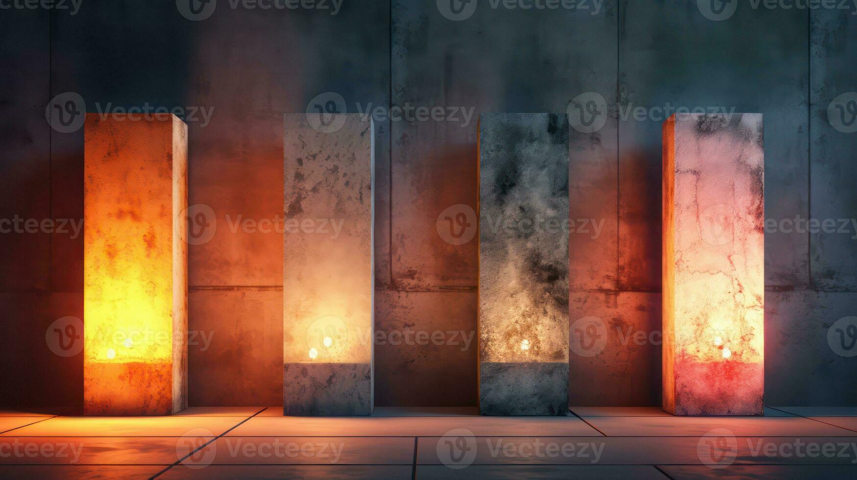 AI generated Luminous glow grunge concrete wall. Generative AI photo