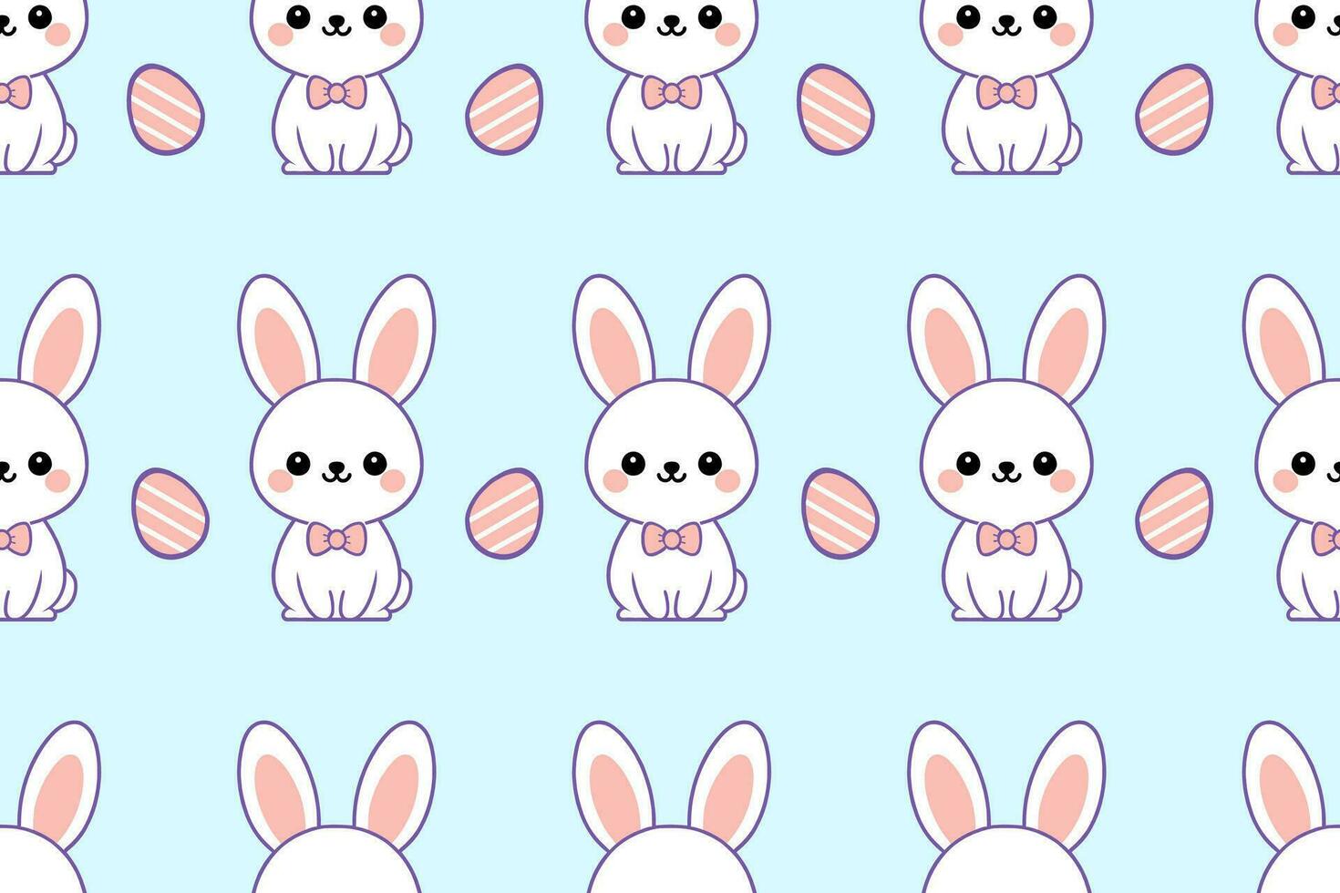 Cute  bunny and Easter eggs seamless pattern. vector