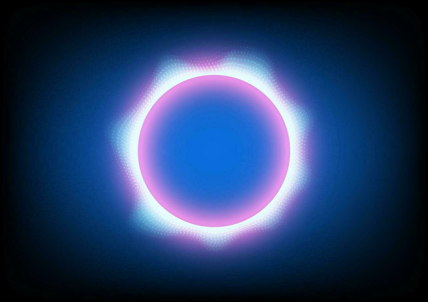 Blue and violet circle center cyberspace on black background. Technology background. vector
