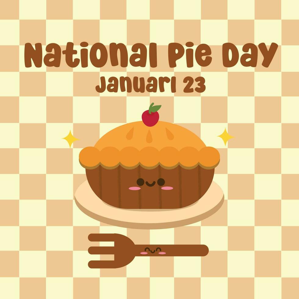 National Pie Day Flat Cartoon Hand Drawn Templates Illustration vector