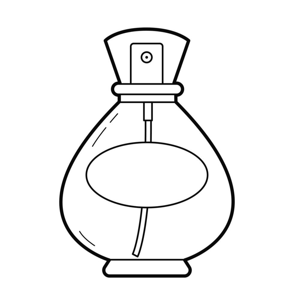 Bottle of eau de toilette on a white background. Black-and-white outline Illustration, design elements. vector