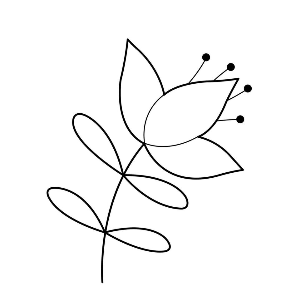 Abstract flower. Design element. Vector outline illustration.