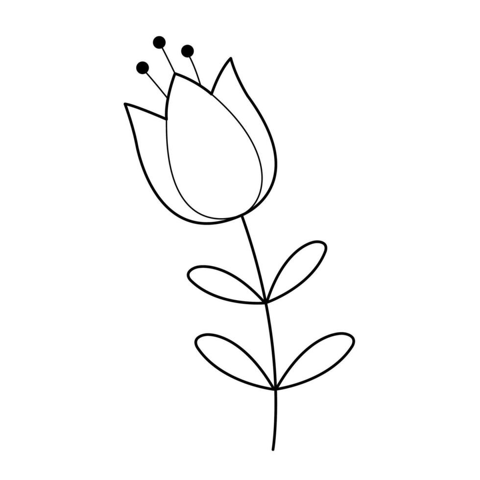 Flower. Design element. Vector outline illustration.