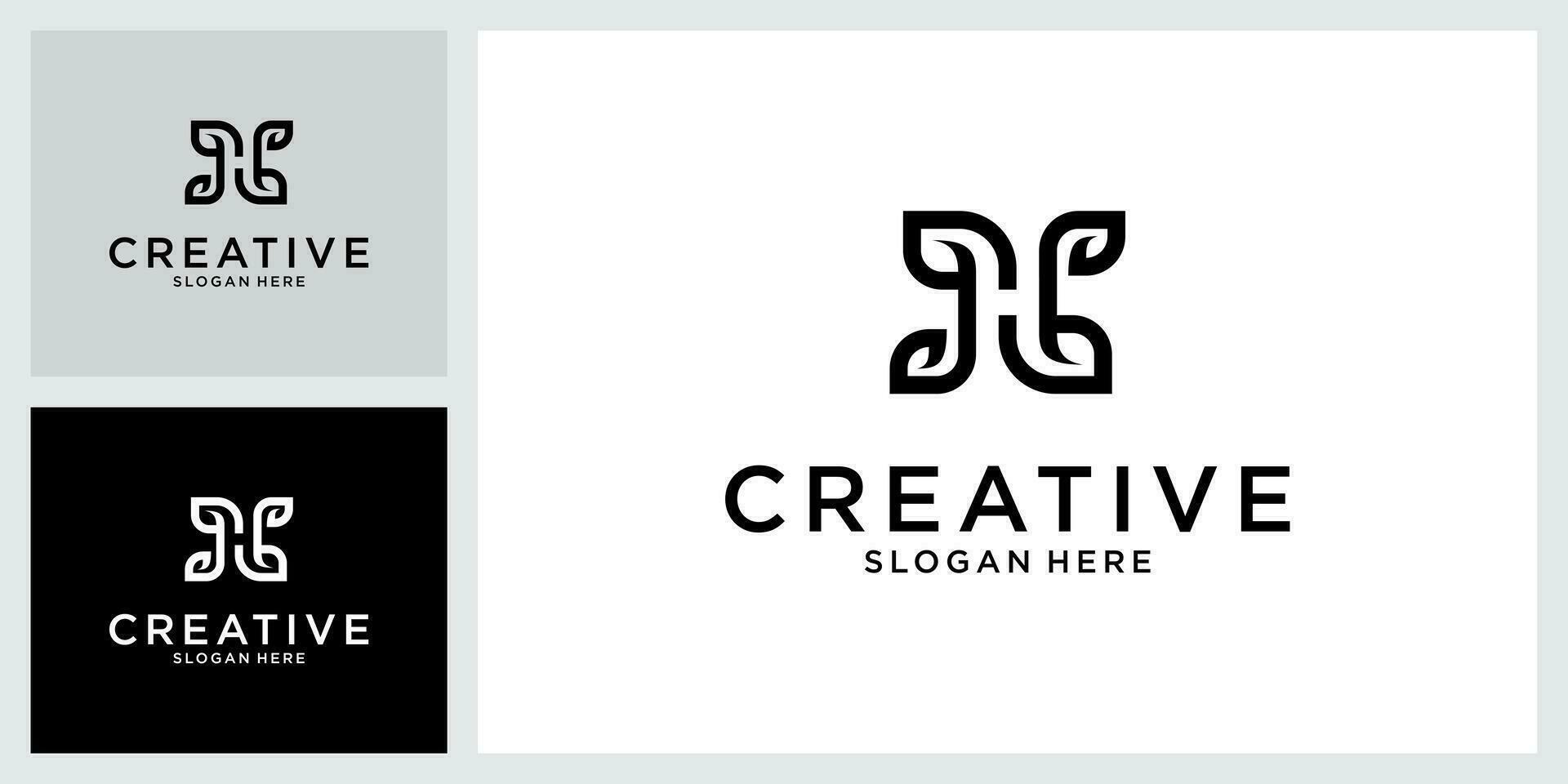 H or HH initial letter logo design concept vector