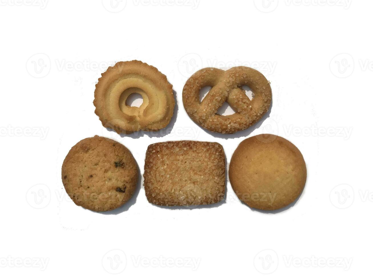 Various Cookie shapes are isolated on a white background. photo