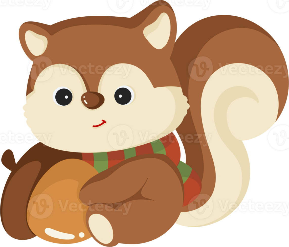 cute squirrel cartoon autumn png